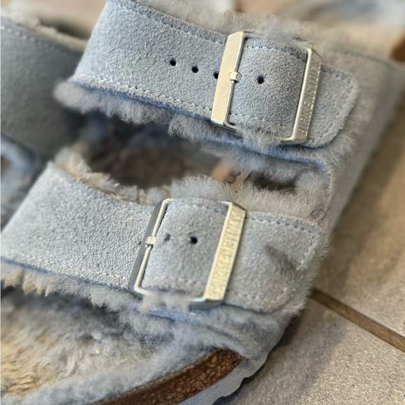 Birkenstock Arizona Shearling Lined Suede Slip On Sandals for Cozy Size 9-9.5 - Picture 7 of 13